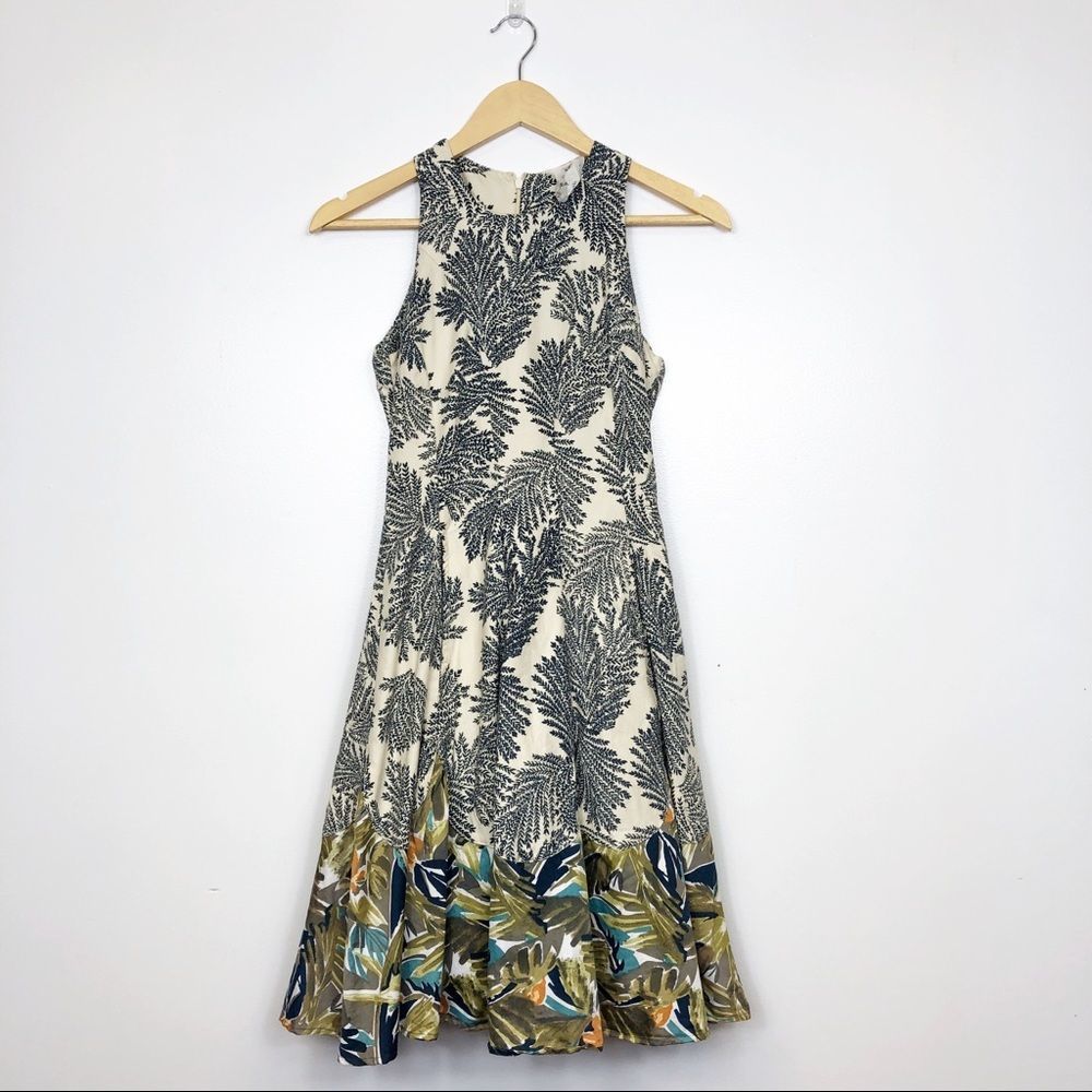 Dress JESSAMINE | Leaf Fit & Flare Dress Pockets